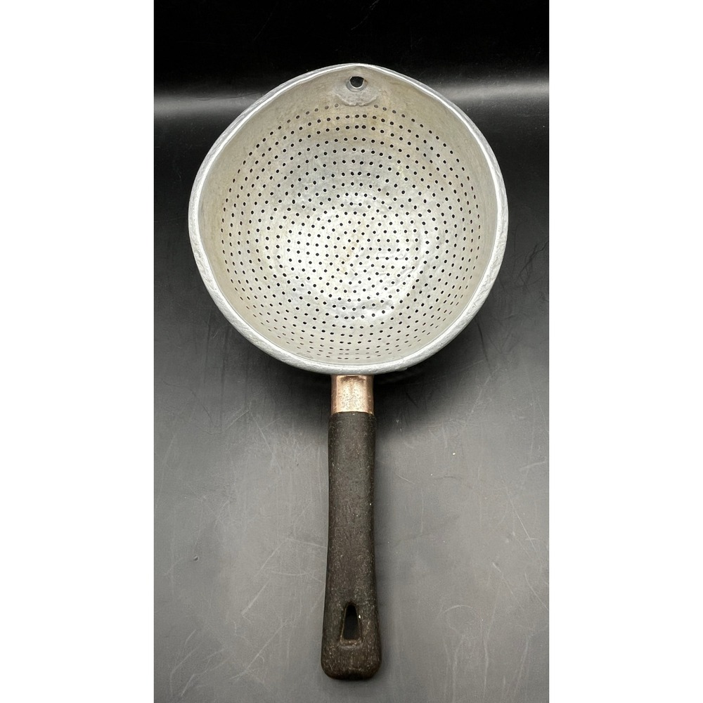 Vintage Metal Colander Strainer w/ Handle Kitchen Tool 4.5" As Is Decorative